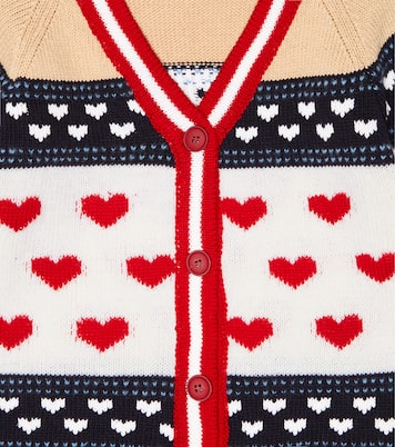 Cardigan in jacquard di lana con cuori | Monnalisa