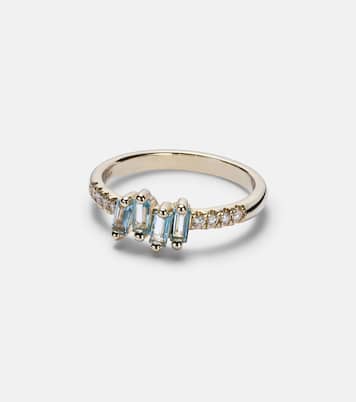 14kt gold ring with diamonds and topaz | Suzanne Kalan