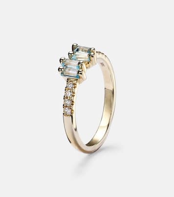 14kt gold ring with diamonds and topaz | Suzanne Kalan
