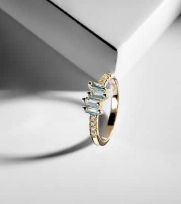 14kt gold ring with diamonds and topaz | Suzanne Kalan