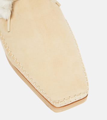 Suede and faux shearling ankle boots | Toteme