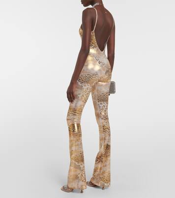Embellished printed flared jumpsuit | Alessandra Rich