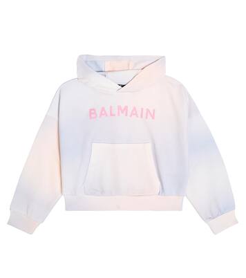 Felpa con cappuccio in jersey di cotone | Balmain Kids