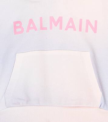 Felpa con cappuccio in jersey di cotone | Balmain Kids