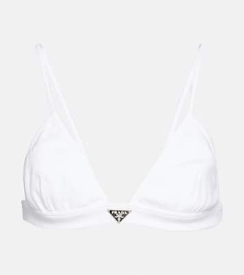 Bralette in jersey di cotone con logo | Prada