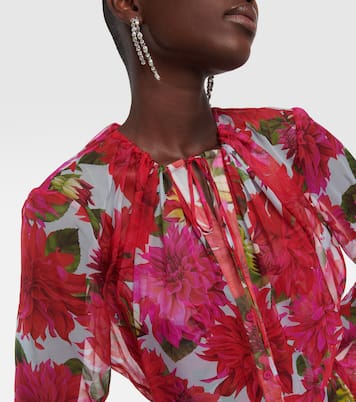 Abito midi in chiffon di seta con stampa | Oscar de la Renta