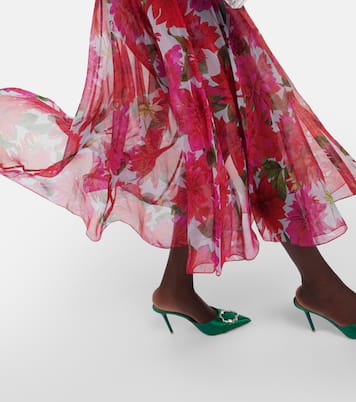 Abito midi in chiffon di seta con stampa | Oscar de la Renta