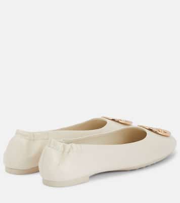 Claire Double T leather ballet flats | Tory Burch