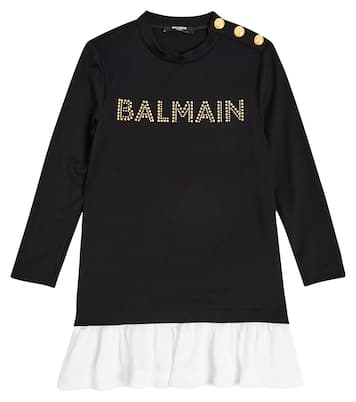 Vestido en jersey de algodón con logo | Balmain Kids
