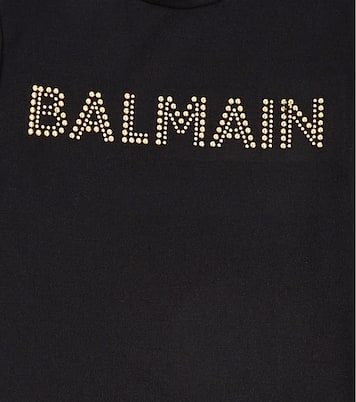 Vestido en jersey de algodón con logo | Balmain Kids