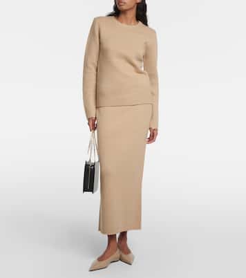 Gonna midi in misto cashmere e lana | Toteme