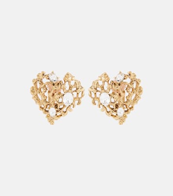 Boucles d'oreilles clip Coral Heart à ornements | Oscar de la Renta