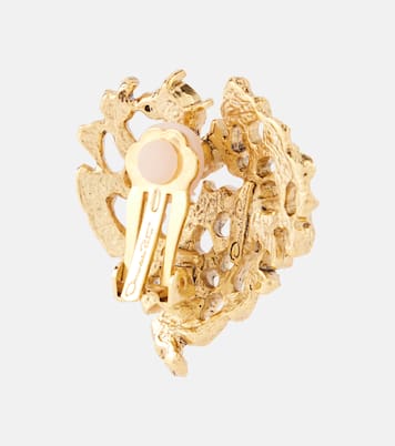 Boucles d'oreilles clip Coral Heart à ornements | Oscar de la Renta