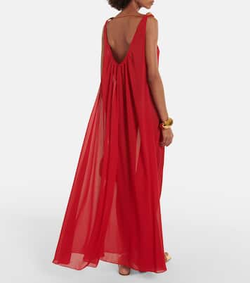 Holiday open-back chiffon maxi dress | Adriana Degreas