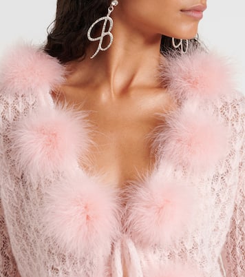 Feather-trimmed mohair and wool-blend cardigan | Blumarine
