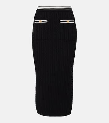 Gonna midi in maglia di cotone a trecce | Alessandra Rich