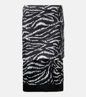 Jupe midi imprimée en satin | The Attico