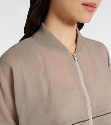 Bomber en organza de algodón con cuentas Monili | Brunello Cucinelli
