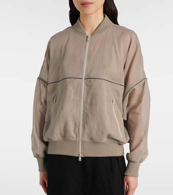 Bomber en organza de algodón con cuentas Monili | Brunello Cucinelli
