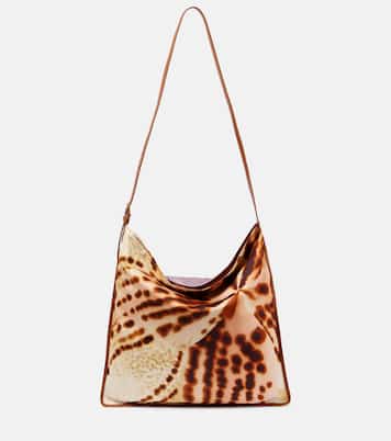 Large printed leather-trimmed shoulder bag | Dries Van Noten