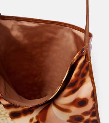 Large printed leather-trimmed shoulder bag | Dries Van Noten