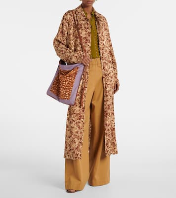 Large printed leather-trimmed shoulder bag | Dries Van Noten