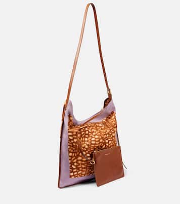 Large printed leather-trimmed shoulder bag | Dries Van Noten
