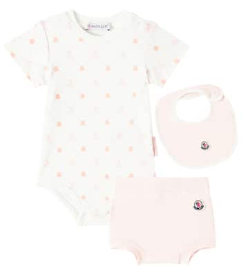 Bébé - Set de grenouillère, culotte bloomer et bavoir en coton | Moncler Enfant