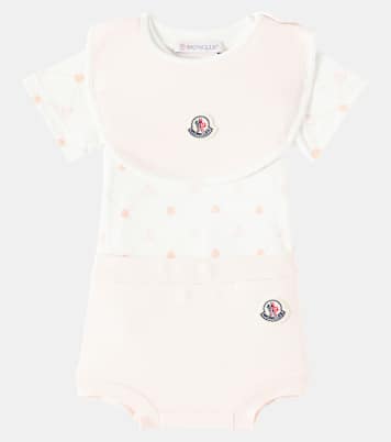 Bébé - Set de grenouillère, culotte bloomer et bavoir en coton | Moncler Enfant
