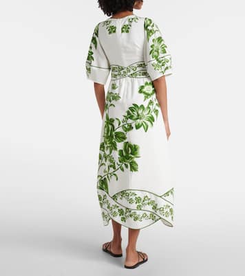 Vestido midi Blue Yard en mezcla de lino | Farm Rio