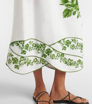 Vestido midi Blue Yard en mezcla de lino | Farm Rio