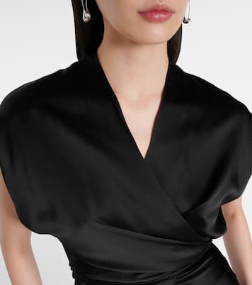 Draped gathered silk charmeuse top | The Sei
