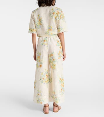 Juliette floral linen wide-leg pants | Alémais