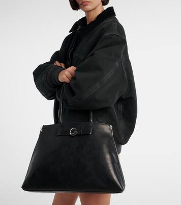 Swipe embellished leather tote bag | Coperni