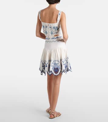 Besticktes Cropped-Top Luciana Gloriosa aus Leinen | Agua by Agua Bendita