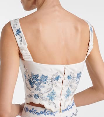 Besticktes Cropped-Top Luciana Gloriosa aus Leinen | Agua by Agua Bendita