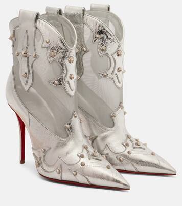 Embellished metallic leather ankle boots | Christian Louboutin
