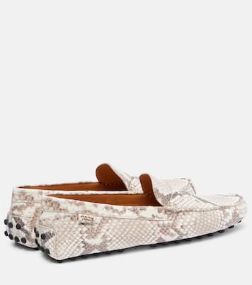 Gommino snake-effect leather driving shoes | Tod's