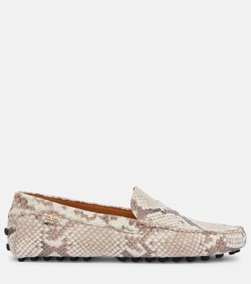 Gommino snake-effect leather driving shoes | Tod's