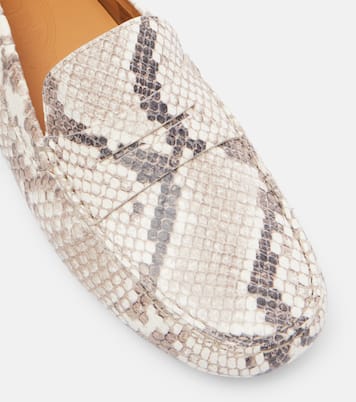 Gommino snake-effect leather driving shoes | Tod's