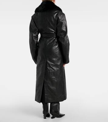 Croc-effect leather coat | Rotate