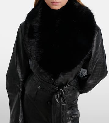 Croc-effect leather coat | Rotate