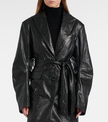 Croc-effect leather coat | Rotate