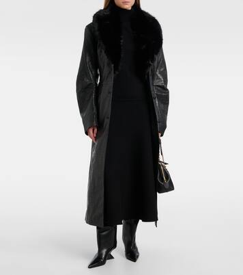 Croc-effect leather coat | Rotate