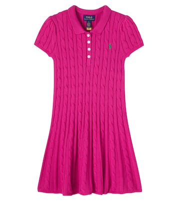 فستان بولو من القطن بحبكة الضفيرة | Polo Ralph Lauren Kids