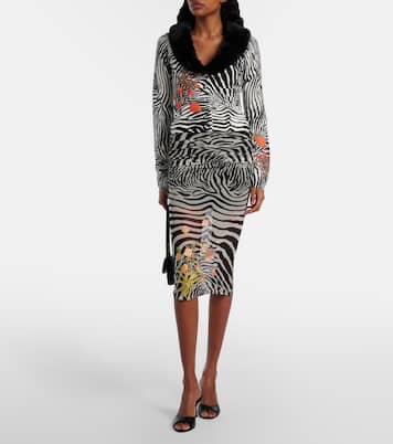 Printed sheer mesh midi skirt | Blumarine