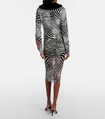 Printed sheer mesh midi skirt | Blumarine