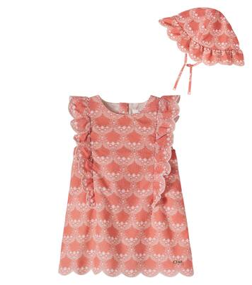 Baby floral cotton dress and hat set | Chloé Kids