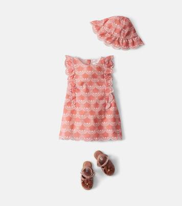 Baby floral cotton dress and hat set | Chloé Kids