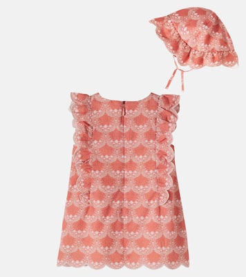 Baby floral cotton dress and hat set | Chloé Kids